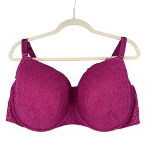 Torrid Curve Lace Full Coverage Bra Pink‎ 48D Smoothing Push Up T-Shirt Bra